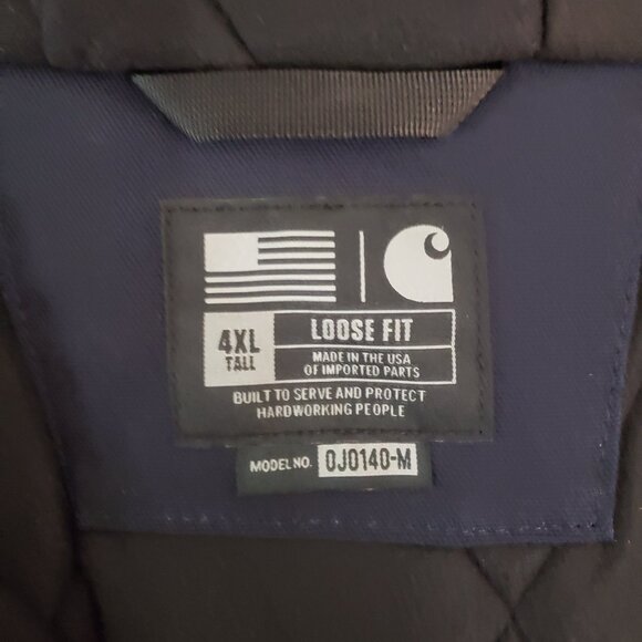 Carhartt Jacket Coat 4XL Tall J140 Firm Duck Quilted Flannel Lined Navy - Picture 6 of 6